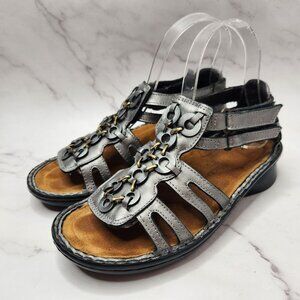 Naot Silver Gladiator Sandals Metallic Grey Eliana Walking Women's 6.5